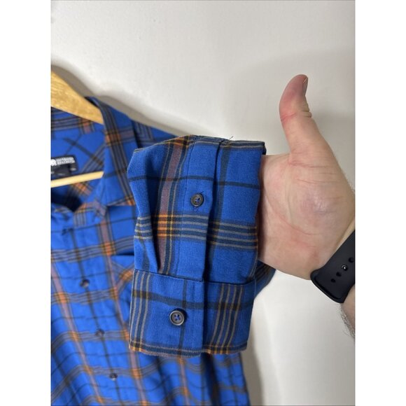 Outdoor Research OR Flannel Button Up Shirt Blue Orange Plaid Long Sleeve Men L - Picture 3 of 8